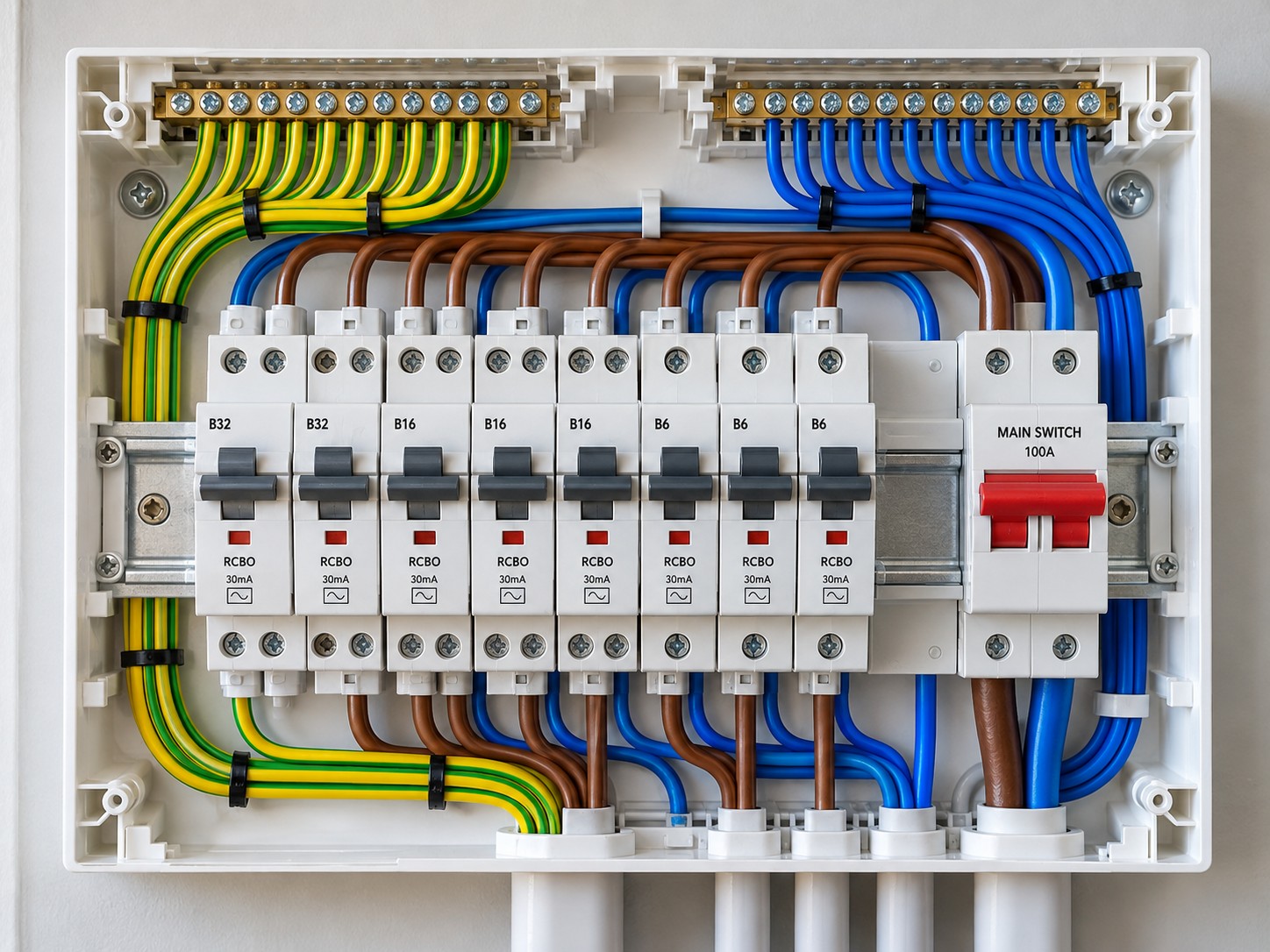 New consumer unit with neat wiring